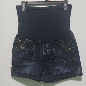 Bella Vita Blue Jean Shorts with Elastic Waistband